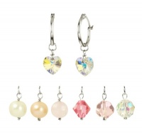 7 Freshwater Cultured Pearl, Rose Quartz and Swarovski Elements Earrings Set