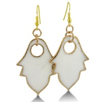 Mother of Pearl HAMSA Earrings with 24KT Gold Overlay Mother of Pearl HAMSA Earrings with 24KT Gold Overlay