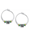 Austrian crystal and daisy-shaped beads adorn these petite hoop earrings by Jody Coyote. Set in sterling silver. Approximate diameter: 5/8 inch.