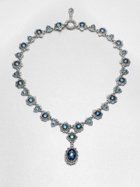 An intricate style accented with pretty faceted London blue topaz and blue topaz stones set in sterling silver. Sterling silverBlue topazLondon blue topazLength, about 18Pendant size, about 1Spring ring closureImported An intricate style accented with pretty faceted London blue topaz and blue topaz stones set in sterling silver. Sterling silverBlue topazLondon blue topazLength, about 18Pendant size, about 1Spring ring closureImported