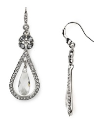 Pare down: A crystal teardrop is stunning in its simplicity on this pair of Carolee earrings, set off by silver plated settings. Pare down: A crystal teardrop is stunning in its simplicity on this pair of Carolee earrings, set off by silver plated settings.