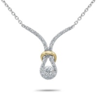 Love Knot, 14K Two-Tone Diamond Necklace, 1/2 ctw. Love Knot, 14K Two-Tone Diamond Necklace, 1/2 ctw.