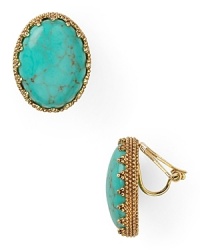 Boldly inset with turquoise stones, this pair of colorful clip earrings from Lauren Ralph Lauren will lend far away allure to your look. Boldly inset with turquoise stones, this pair of colorful clip earrings from Lauren Ralph Lauren will lend far away allure to your look.