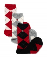Put a pop of plaid in your step with these cozy cashmere socks from Lauren Ralph Lauren, featuring the iconic LRL logo embroidered at the side. Put a pop of plaid in your step with these cozy cashmere socks from Lauren Ralph Lauren, featuring the iconic LRL logo embroidered at the side.