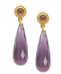 Except to get noticed in these faceted drop earrings from Lauren Ralph Lauren. Linear resin beads in amethyst hues hang from golden posts. Clip-on backing for non-pierced ears. Crafted in 14k gold-plated brass. Approximate drop: 1-1/2 inches. Except to get noticed in these faceted drop earrings from Lauren Ralph Lauren. Linear resin beads in amethyst hues hang from golden posts. Clip-on backing for non-pierced ears. Crafted in 14k gold-plated brass. Approximate drop: 1-1/2 inches.