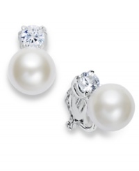 Subtle sophistication. These glass pearl (5 mm) earrings from Lauren Ralph Lauren are accented with crystal and cubic zirconia accents. Set in silver tone mixed metal. Approximate diameter: 3/8 inch. Subtle sophistication. These glass pearl (5 mm) earrings from Lauren Ralph Lauren are accented with crystal and cubic zirconia accents. Set in silver tone mixed metal. Approximate diameter: 3/8 inch.
