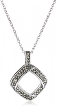 Judith Jack Sterling Silver and Marcasite Pave Square Drop Pendant Necklace Judith Jack Sterling Silver and Marcasite Pave Square Drop Pendant Necklace
