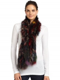 THE LOOKMulticolored dyed fox fur constructionTHE MEASUREMENT5W X 66LTHE MATERIALRaccoon furCARE & ORIGINClean by fur specialistFur origin: ChinaImported THE LOOKMulticolored dyed fox fur constructionTHE MEASUREMENT5W X 66LTHE MATERIALRaccoon furCARE & ORIGINClean by fur specialistFur origin: ChinaImported