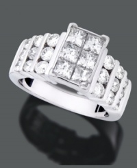 Decadent design with exquisite shine. This 14k white gold engagement ring features round-cut diamonds (2 ct. t.w.). Decadent design with exquisite shine. This 14k white gold engagement ring features round-cut diamonds (2 ct. t.w.).