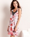 Pretty bright patterns make the One World sleeveless v-neck chemise a charming nightwear winner.
