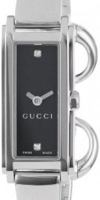 Gucci Women's YA109518 G-Line Black Dial Two Diamonds Watch Gucci Women's YA109518 G-Line Black Dial Two Diamonds Watch