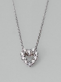 From the Tiny Treasure Collection. A demure open heart, paved with diamonds, on a graceful chain of 18k white gold. Diamonds, 0.12 tcw 18k white gold Chain length, about 16 Pendant length, about ¼ Lobster clasp Made in Italy From the Tiny Treasure Collection. A demure open heart, paved with diamonds, on a graceful chain of 18k white gold. Diamonds, 0.12 tcw 18k white gold Chain length, about 16 Pendant length, about ¼ Lobster clasp Made in Italy
