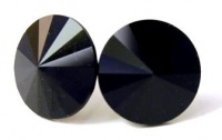 12MM Onyx Black Colored Swarovski Crystal Elements Round Stud Earrings, Hypoallergenic Posts 12MM Onyx Black Colored Swarovski Crystal Elements Round Stud Earrings, Hypoallergenic Posts