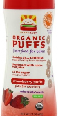 Happy Baby Gluten-Free Organic Puffs, Strawberry Puffs, 2.1-Ounce Containers (Pack of 6) Happy Baby Gluten-Free Organic Puffs, Strawberry Puffs, 2.1-Ounce Containers (Pack of 6)