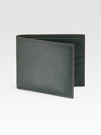 Simple, sophisticated styled with classic features in smooth leather.One billfold compartmentSix card slots3½W x 4HImported Simple, sophisticated styled with classic features in smooth leather.One billfold compartmentSix card slots3½W x 4HImported