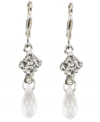 Effortless elegance. Dazzling crystals and glittering glass accents add glamour to these exquisite drop earrings from Givenchy. Crafted in silver tone mixed metal, they're a fitting finishing touch for an array of evening looks. Approximate drop: 1 inch. Effortless elegance. Dazzling crystals and glittering glass accents add glamour to these exquisite drop earrings from Givenchy. Crafted in silver tone mixed metal, they're a fitting finishing touch for an array of evening looks. Approximate drop: 1 inch.