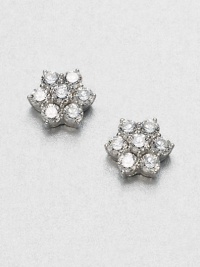 Richly faceted cubic zirconia stones set in gleaming sterling silver form a graceful fan shape with lots of shimmer.Cubic zirconiaSterling silverWidth, about ½Post backImported