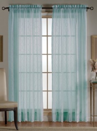 Beacon Looms Wavy Diamonds 52-inch-by-84-inch Sheer Embroidered Single Panel, Blue Beacon Looms Wavy Diamonds 52-inch-by-84-inch Sheer Embroidered Single Panel, Blue