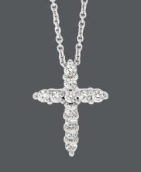 Inspirational style for timeless shine. Express your faith in B. Brilliant's sparkling cross pendant. Crafted in sterling silver with round-cut cubic zirconias (1/3 ct. t.w.). Approximate length: 18 inches. Approximate drop: 5/8 inch. Inspirational style for timeless shine. Express your faith in B. Brilliant's sparkling cross pendant. Crafted in sterling silver with round-cut cubic zirconias (1/3 ct. t.w.). Approximate length: 18 inches. Approximate drop: 5/8 inch.
