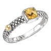 925 Silver & Citrine Square Modern Ring with 18k Gold Accents- Sizes 6-8