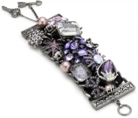 Betsey Johnson Iconic Celestial Crystal Heart Multi-Charm Wide Toggle Bracelet