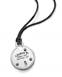 The key to looking good? That would be this lock pendant from Lauren by Ralph Lauren. A black cord suspends the pendant, which is crafted from silver-tone mixed metal. Item comes packaged in a signature Lauren by Ralph Lauren Gift Box. Approximate length: 18 inches + 2-inch extender. Approximate drop: 1 inch. The key to looking good? That would be this lock pendant from Lauren by Ralph Lauren. A black cord suspends the pendant, which is crafted from silver-tone mixed metal. Item comes packaged in a signature Lauren by Ralph Lauren Gift Box. Approximate length: 18 inches + 2-inch extender. Approximate drop: 1 inch.