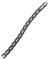 The epitome of sophistication. This men's bracelet features single-cut black diamonds (1/2 ct. t.w.) in a trendy square shape. Set in stainless steel. Approximate length 8-1/2 inches.