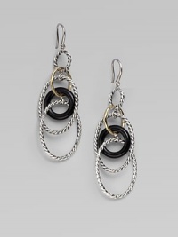 From the Mobile Collection. Signature twisted sterling silver links with 18k yellow gold and black onyx accents.Black onyx 18k yellow gold & sterling silver Length, about 2½ Width, about ¾ Ear wire Imported From the Mobile Collection. Signature twisted sterling silver links with 18k yellow gold and black onyx accents.Black onyx 18k yellow gold & sterling silver Length, about 2½ Width, about ¾ Ear wire Imported