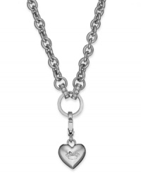 Catch a falling star! This darling pendant necklace from Juicy Couture features a chunky link chain with a dangling heart charm. Crafted in silver tone mixed metal. Approximate length: 32 inches. Approximate drop: 2-1/4 inches.
