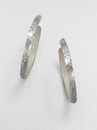 From the Lucite Wanderlust Collection. Slender hoops of hand-painted, hand-sculpted Lucite, sprinkled with a shimmer of Swarovski crystals.CrystalLuciteDiameter, about 2Post backMade in USA From the Lucite Wanderlust Collection. Slender hoops of hand-painted, hand-sculpted Lucite, sprinkled with a shimmer of Swarovski crystals.CrystalLuciteDiameter, about 2Post backMade in USA