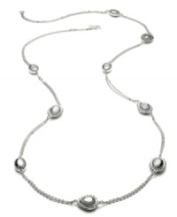 Alfani's long station necklace lengthens your elegance with glass stone accents. Crafted in hematite tone mixed metal. Approximate length: 42 inches. Alfani's long station necklace lengthens your elegance with glass stone accents. Crafted in hematite tone mixed metal. Approximate length: 42 inches.