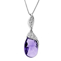 Carnevale Sterling Silver Purple Briolette with Swarovski Elements Pendant Necklace, 18 Carnevale Sterling Silver Purple Briolette with Swarovski Elements Pendant Necklace, 18