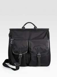 This sleek nylon carryall keeps you organized on-the-go with plenty of pockets and tech compartments.One top handleOne adjustable shoulder strapZip-around closureExterior, interior pocketsFully linedNylon19W x 16H x 7DImported This sleek nylon carryall keeps you organized on-the-go with plenty of pockets and tech compartments.One top handleOne adjustable shoulder strapZip-around closureExterior, interior pocketsFully linedNylon19W x 16H x 7DImported