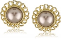 Anne Klein Gold-Tone Champagne Pearl Button Earrings Anne Klein Gold-Tone Champagne Pearl Button Earrings