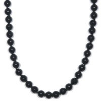 Sterling Silver 8mm Black Onyx Bead Necklace, 24 Sterling Silver 8mm Black Onyx Bead Necklace, 24