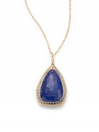 THE LOOKAbstract teardrop lapis pendant14k gold-filled wire and chainLobster claspTHE MEASUREMENTPendant drop, about 1½Length, about 18ORIGINMade in USA THE LOOKAbstract teardrop lapis pendant14k gold-filled wire and chainLobster claspTHE MEASUREMENTPendant drop, about 1½Length, about 18ORIGINMade in USA