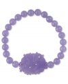 Earn a roar of approval with this dragon stretch bracelet. Lavender jade beads (8 mm) bring a stylish touch to this accessory with a dragon-styled center. Approximate length: 7-1/2 inches. Approximate dragon size: 25 x 33 mm.