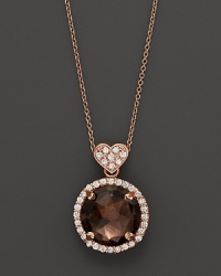 Smokey quartz and diamond pendant necklace in rose gold with signature heart bail from Lisa Nik's Rocks collection. Smokey quartz and diamond pendant necklace in rose gold with signature heart bail from Lisa Nik's Rocks collection.