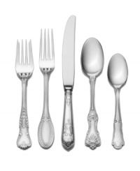 In best-quality stainless steel, Wallace's Hotel Lux flatware set offers all the character of traditional sterling, without the work! Six graceful patterns with ornate etchings, scrolling leaves, lace patterns and other fine details inspired by historic settings epitomize old-world grandeur. In best-quality stainless steel, Wallace's Hotel Lux flatware set offers all the character of traditional sterling, without the work! Six graceful patterns with ornate etchings, scrolling leaves, lace patterns and other fine details inspired by historic settings epitomize old-world grandeur.