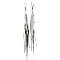 MULTI LG DISC DROP BLK EAR Rock Star Gunmetal Spearhead Drop Earrings