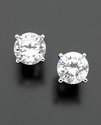 B. Brilliant 18K Gold over Sterling Silver Earrings, Cubic Zirconia 6.5mm Stud B. Brilliant 18K Gold over Sterling Silver Earrings, Cubic Zirconia 6.5mm Stud