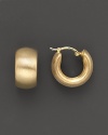 14K Gold Wide Band Matte Hoop Earrings with Satin Finish