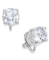 These faceted clear cubic zirconia (8mm) earrings by Lauren Ralph Lauren sparkle just like the real thing. Clip-on backing for non-pierced ears. Crafted in silver tone mixed metal. Approximate diameter: 3/8 inch. These faceted clear cubic zirconia (8mm) earrings by Lauren Ralph Lauren sparkle just like the real thing. Clip-on backing for non-pierced ears. Crafted in silver tone mixed metal. Approximate diameter: 3/8 inch.
