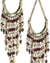 Lucky Brand Gypsy Soul Gold-Tone Red Fringe Chandelier Earrings