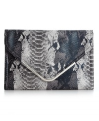 Add some allure to your evening ensemble with this sleek snakeskin-embossed clutch from BCBGeneration. The slender silhouette tucks discretely under an arm but offers ample room to stow wallet, lipstick, keys and ID. Add some allure to your evening ensemble with this sleek snakeskin-embossed clutch from BCBGeneration. The slender silhouette tucks discretely under an arm but offers ample room to stow wallet, lipstick, keys and ID.