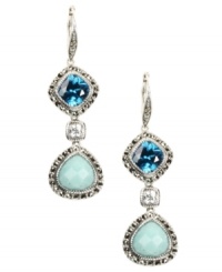 Dazzle them with head-turning drops. Judith Jack's linear teardrop-shaped drops highlight blue spinel (2-1/2 ct. t.w.), Peruvian amazonite, and sparkling marcasite edges. Set in sterling silver. Approximate drop: 2 inches. Dazzle them with head-turning drops. Judith Jack's linear teardrop-shaped drops highlight blue spinel (2-1/2 ct. t.w.), Peruvian amazonite, and sparkling marcasite edges. Set in sterling silver. Approximate drop: 2 inches.