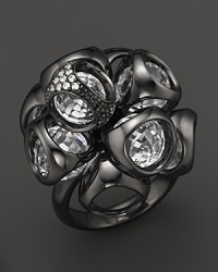 Di MODOLO's signature cluster ring is rendered in black rhodium, detailed with sparkling diamond pavé. Di MODOLO's signature cluster ring is rendered in black rhodium, detailed with sparkling diamond pavé.