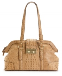 Embossed croc detailing spices up this classic frame satchel by Etienne Aigner. With final touches of goldtone hardware and a structured bottom, this bag is perfect for work or play. Embossed croc detailing spices up this classic frame satchel by Etienne Aigner. With final touches of goldtone hardware and a structured bottom, this bag is perfect for work or play.