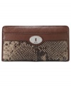 Get organized in the most exotic way with this posh, python-embossed leather clutch from Fossil. Ideally sized to slip inside a handbag, it boasts plenty of pockets and compartments for all the essentials.