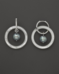 Lisa Nik Earth & Sea Pearl Trio Hoop Earrings with Diamonds Lisa Nik Earth & Sea Pearl Trio Hoop Earrings with Diamonds